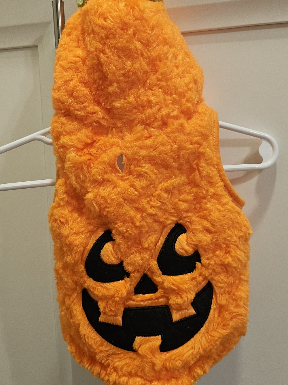 Kids Orange Pumpkin Plush Costume Hooded Vest